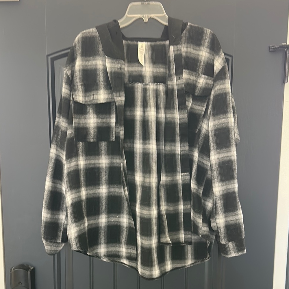 Black and White Oversized Boxy Long Sleeve Shirt
